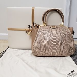 NWOT Coach Toffee Python Embossed Tote w/ Gold Hardware